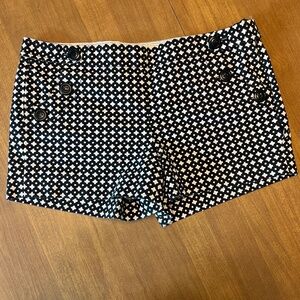 J. Crew City Fit Dress Stretch Shorts, Black and White, Size 4